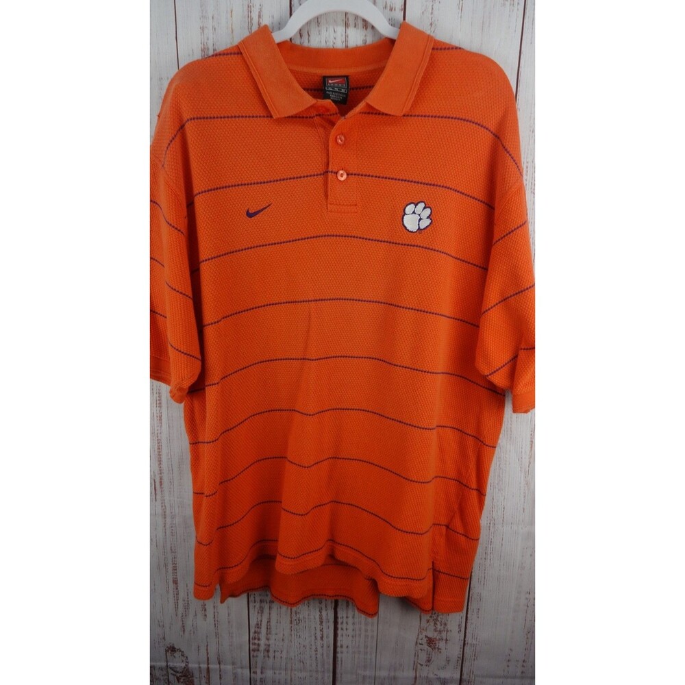 Vintage Nike Team Clemson Tigers Polo Shirt Mens Size XL Orange Embroidered VTG